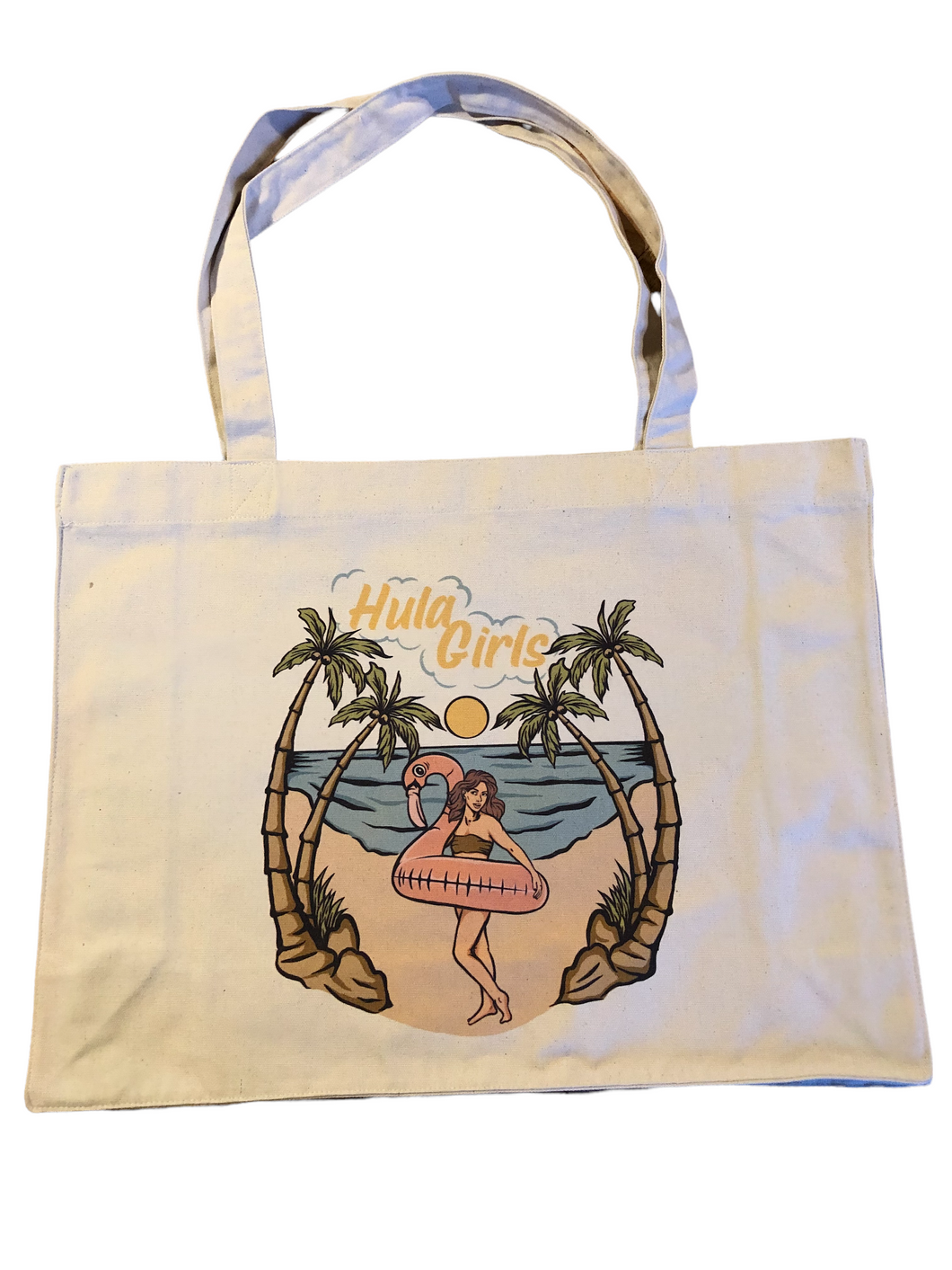 Flamingo beach tote bag